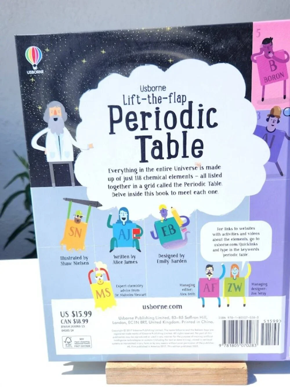 NEW Usborne Lift-the-Flap Periodic Table Hardcover Book Science Chemistry Elemen